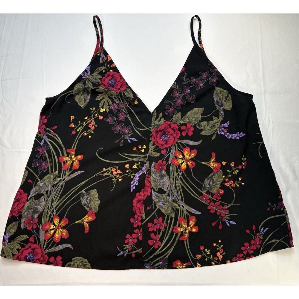 BP. Black Floral V-Neck Spaghetti Strap Camisole Tank Top Women’s Size S